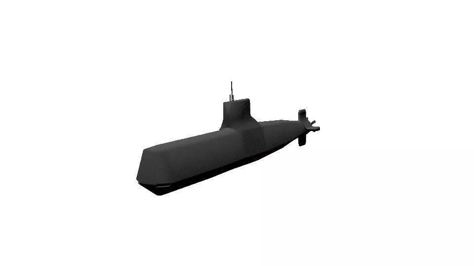 Diesel Attack Submarine Low Polygon Low-poly 3D model_0