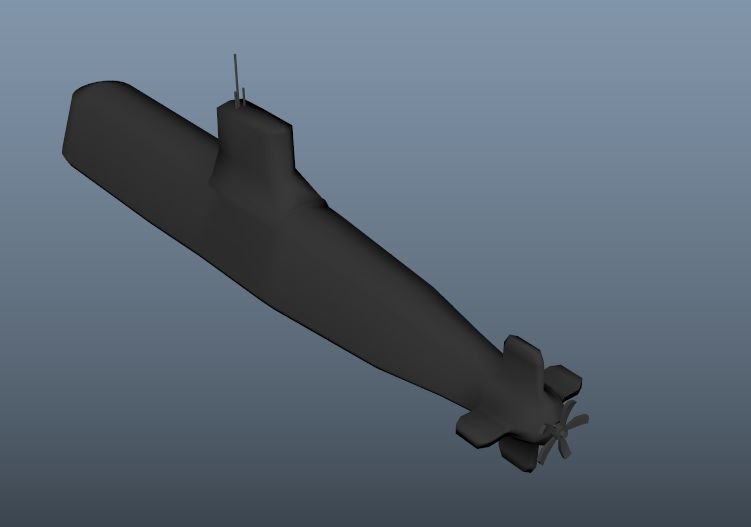 Diesel Attack Submarine Low Polygon Low-poly 3D model_7