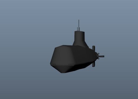 Diesel Attack Submarine Low Polygon Low-poly 3D model_6