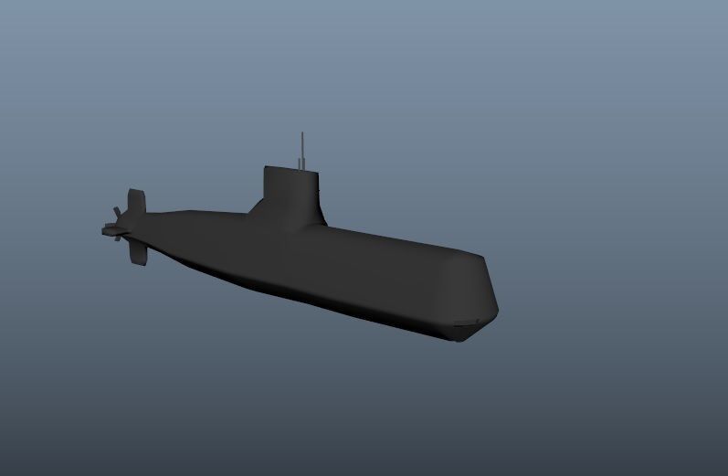Diesel Attack Submarine Low Polygon Low-poly 3D model_5