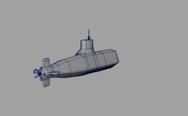 Diesel Attack Submarine Low Polygon Low-poly 3D model_3