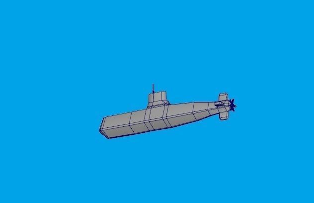 Diesel Attack Submarine Low Polygon Low-poly 3D model_4