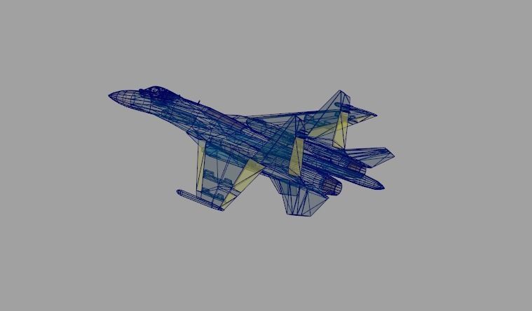 Su-27 ukrainian fighter jet Low-poly 3D model_2