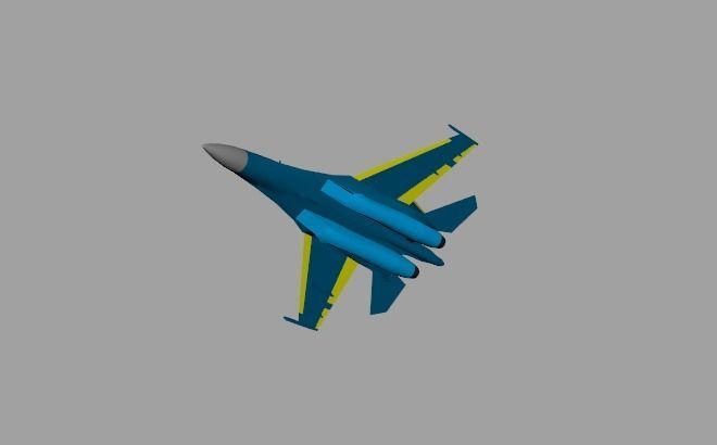 Su-27 ukrainian fighter jet Low-poly 3D model_3