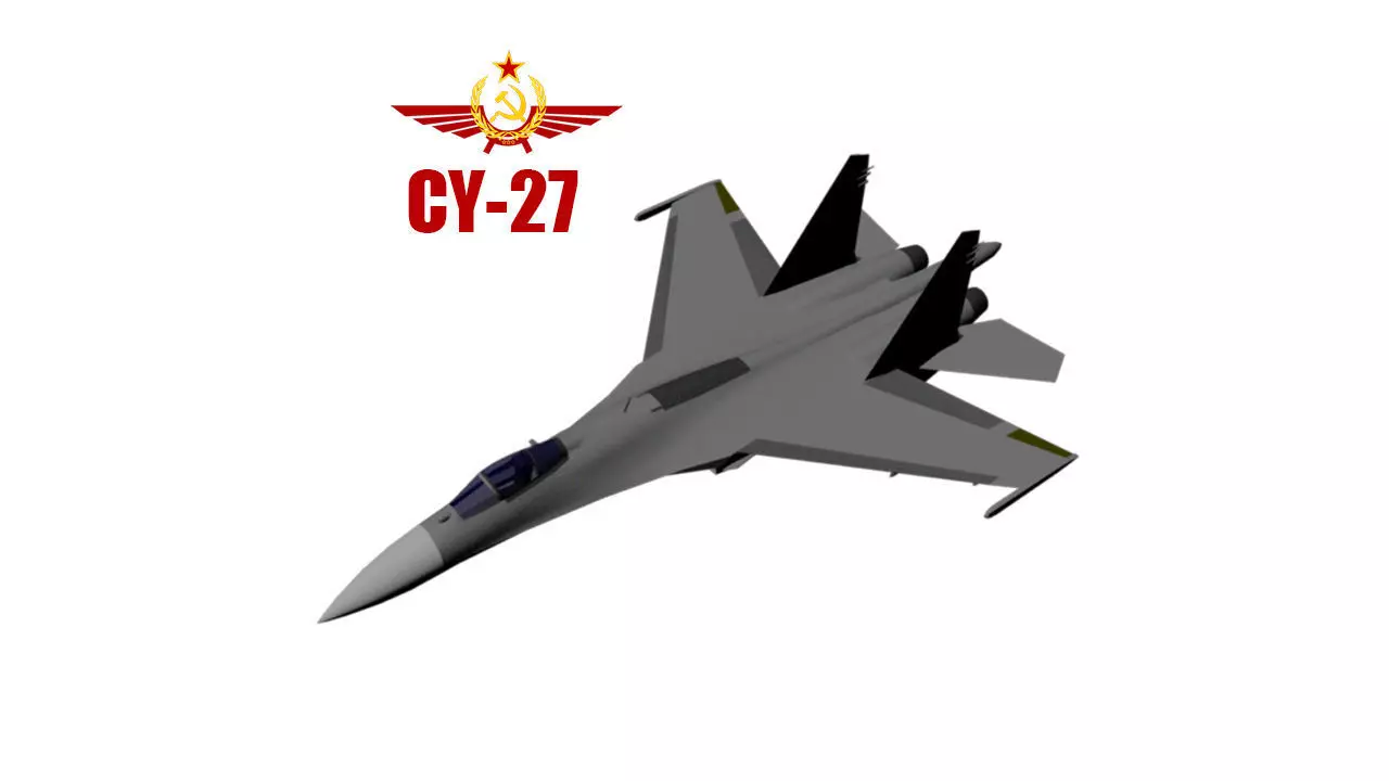 Su-27 ukrainian fighter jet Low-poly 3D model_0