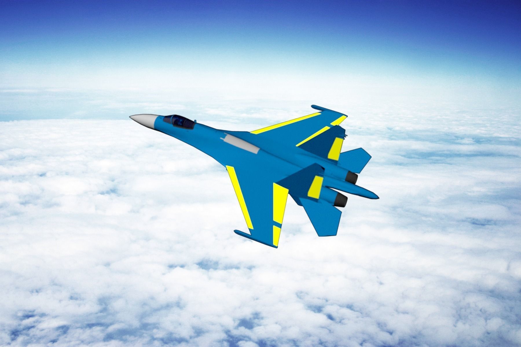 Su-27 ukrainian fighter jet Low-poly 3D model_1