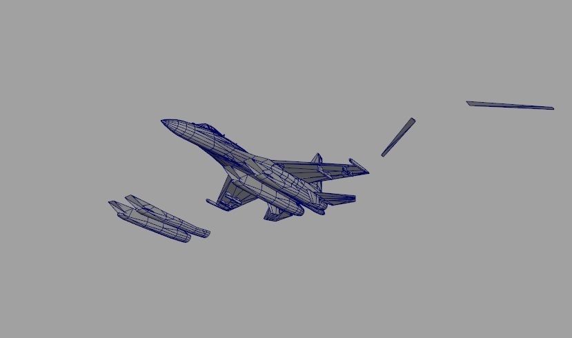 Su-27 ukrainian fighter jet Low-poly 3D model_8