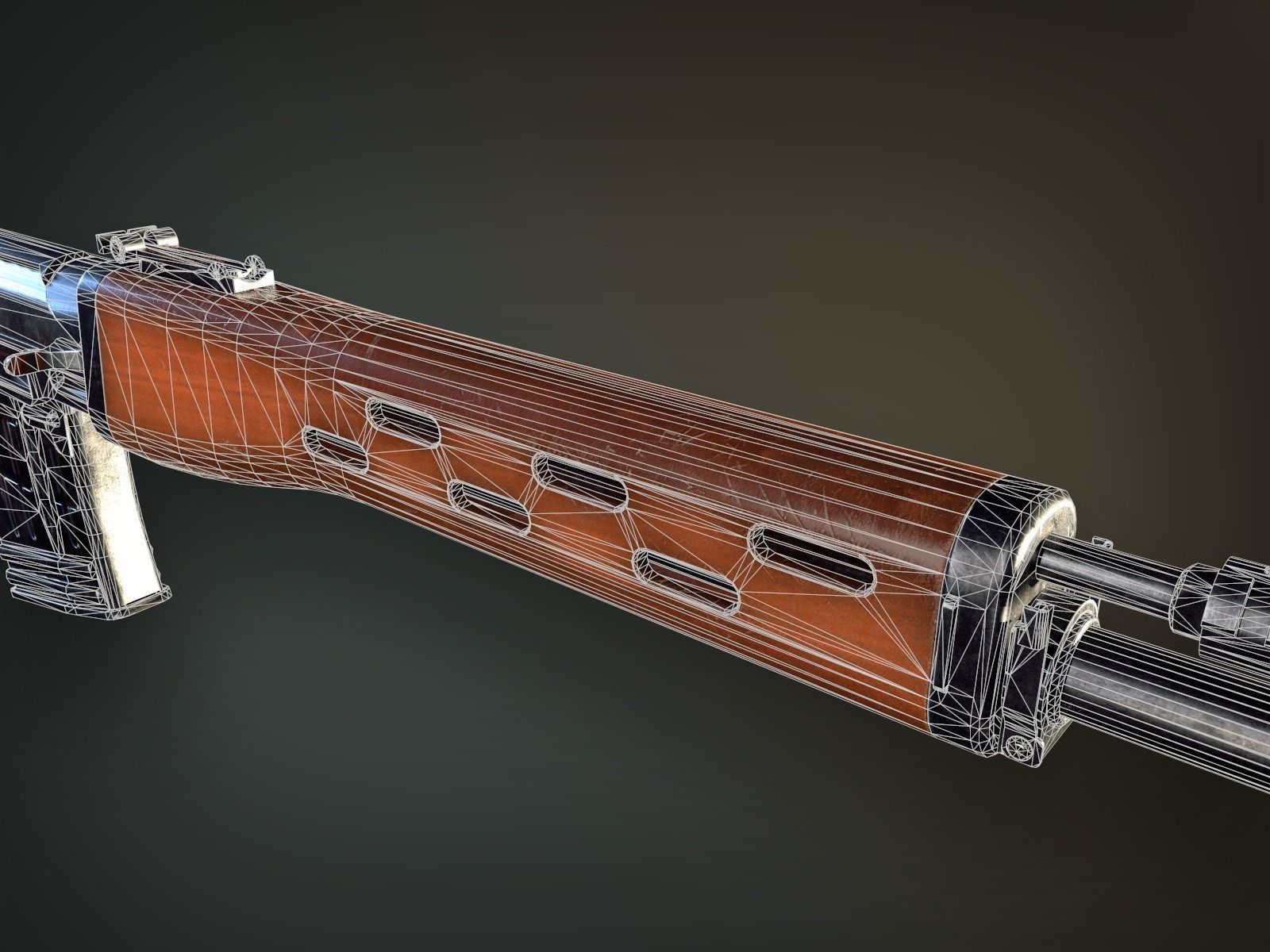 Lowpoly PBR Dragunov Sniper Rifle SVD Low-poly 3D model_6