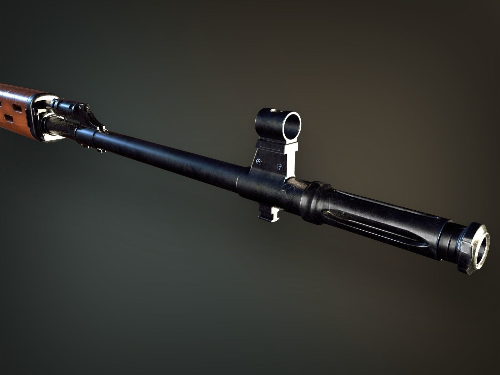 Lowpoly PBR Dragunov Sniper Rifle SVD Low-poly 3D model_3