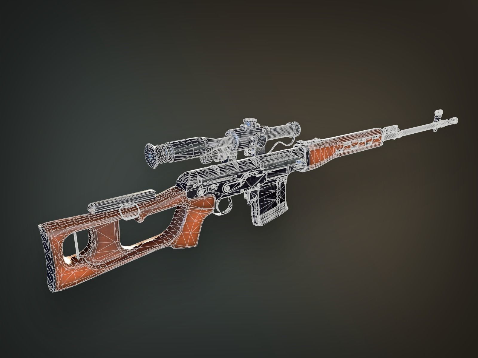 Lowpoly PBR Dragunov Sniper Rifle SVD Low-poly 3D model_2