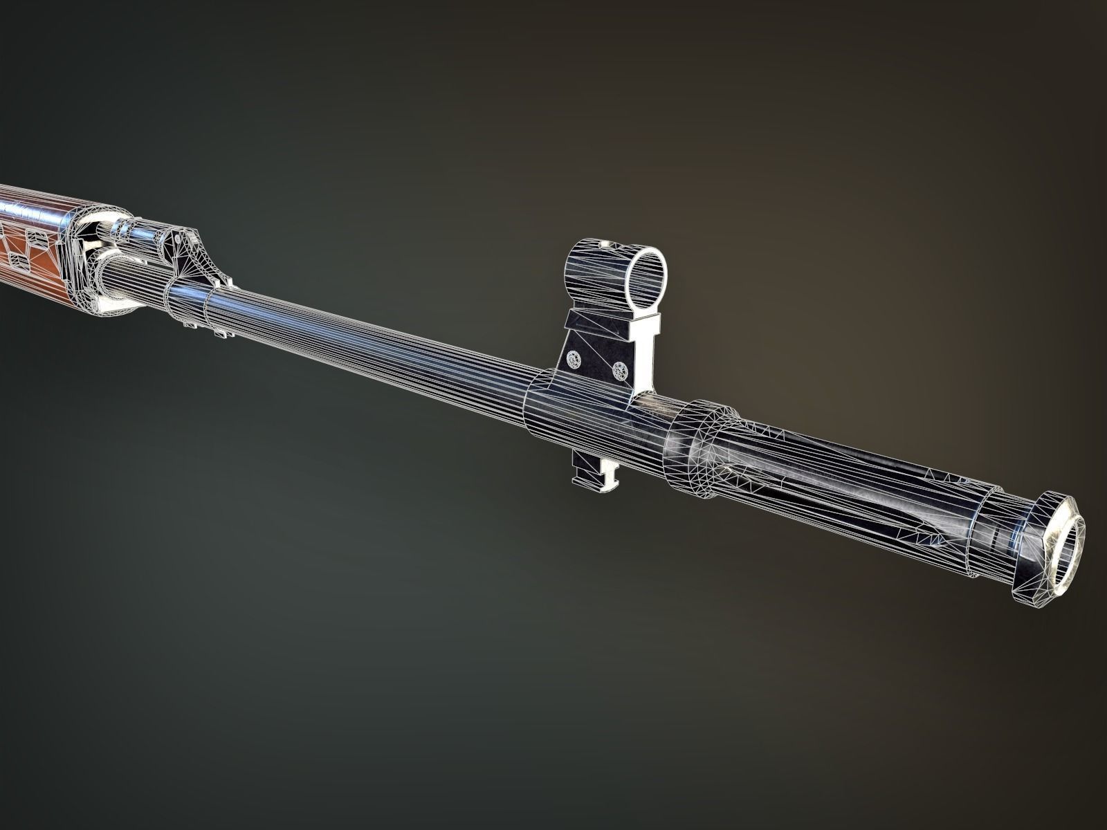Lowpoly PBR Dragunov Sniper Rifle SVD Low-poly 3D model_4
