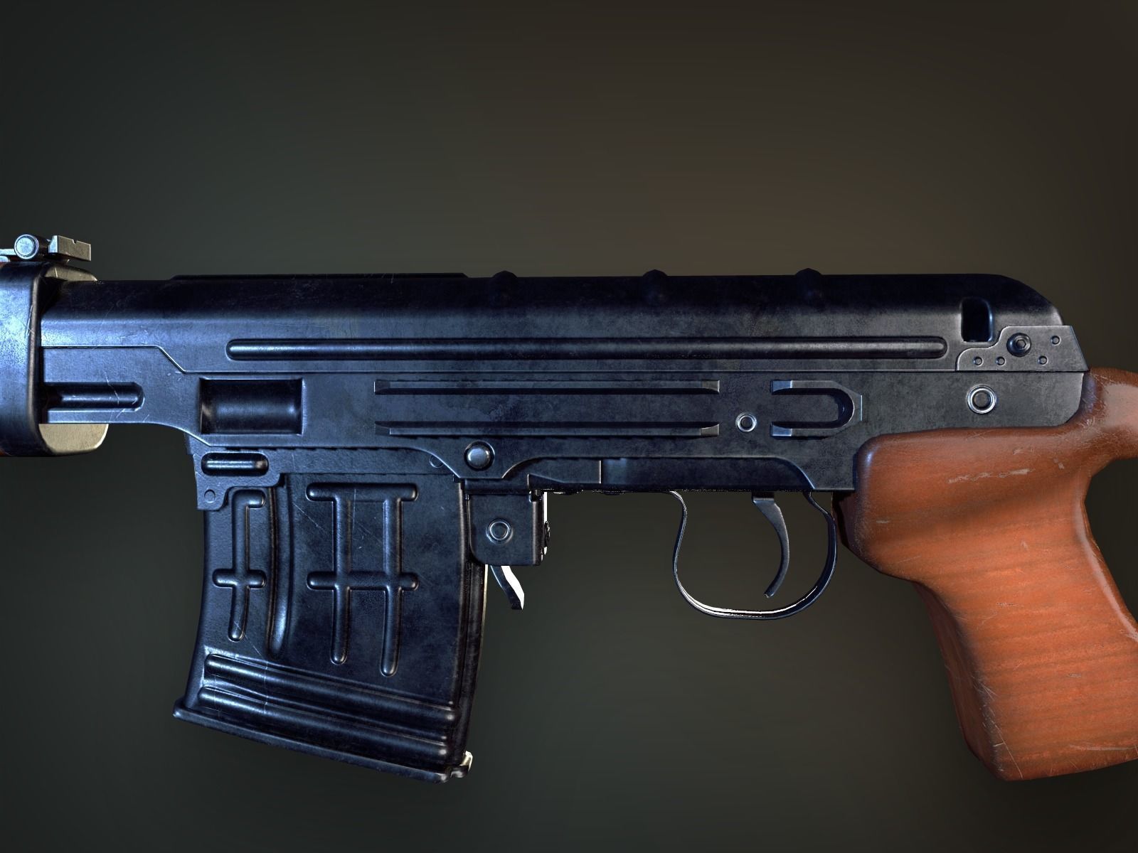 Lowpoly PBR Dragunov Sniper Rifle SVD Low-poly 3D model_8