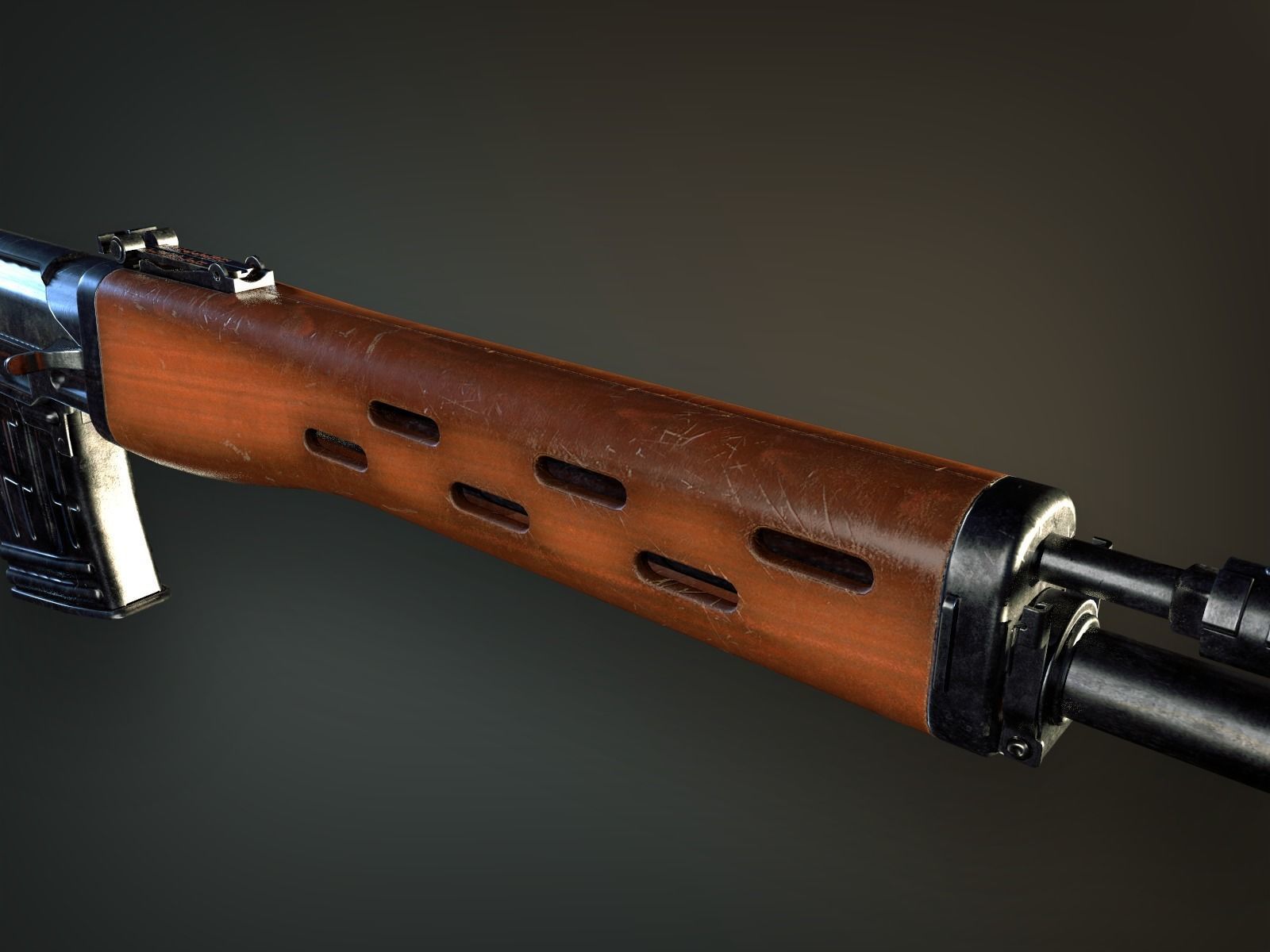 Lowpoly PBR Dragunov Sniper Rifle SVD Low-poly 3D model_5