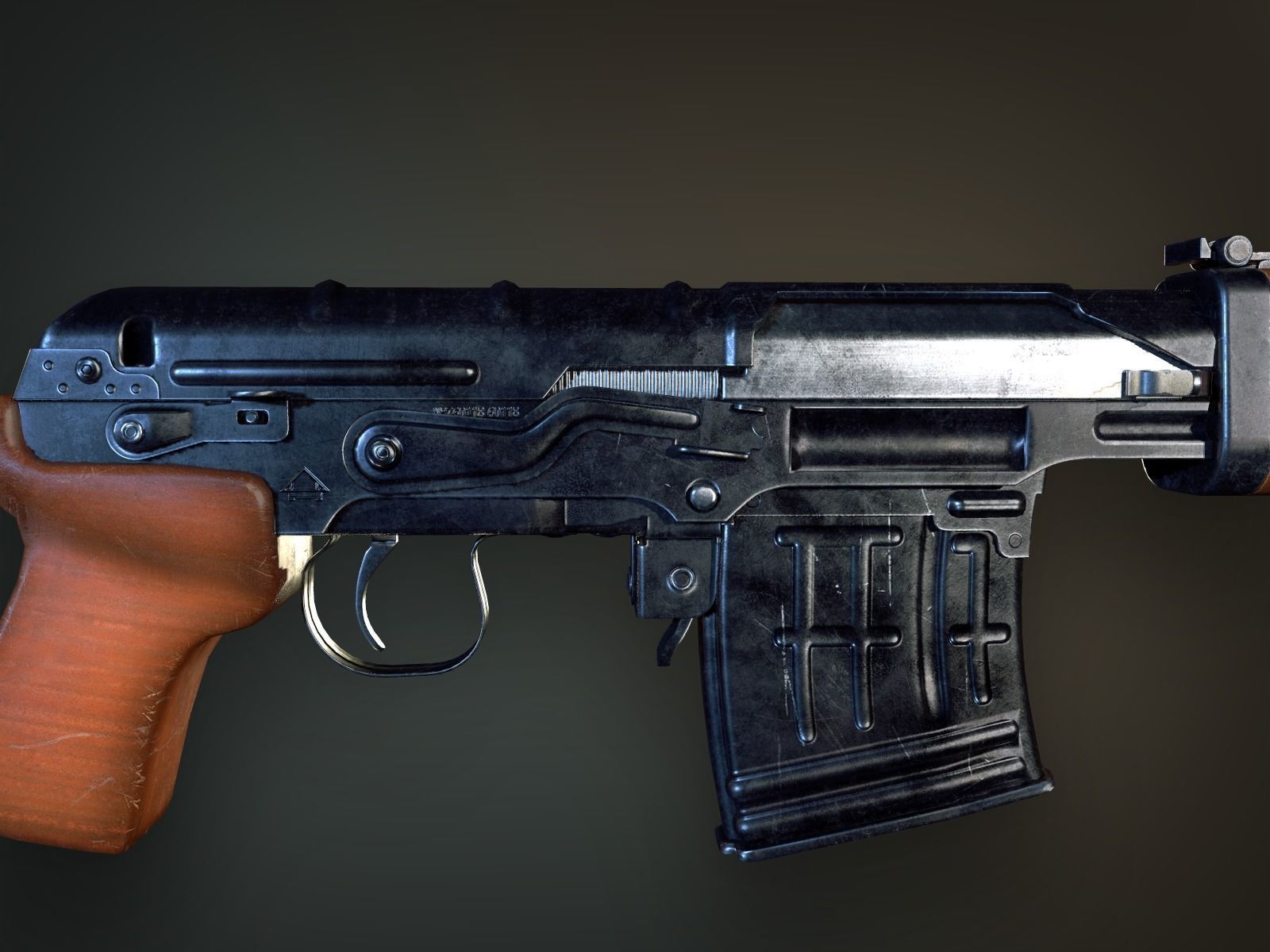 Lowpoly PBR Dragunov Sniper Rifle SVD Low-poly 3D model_7