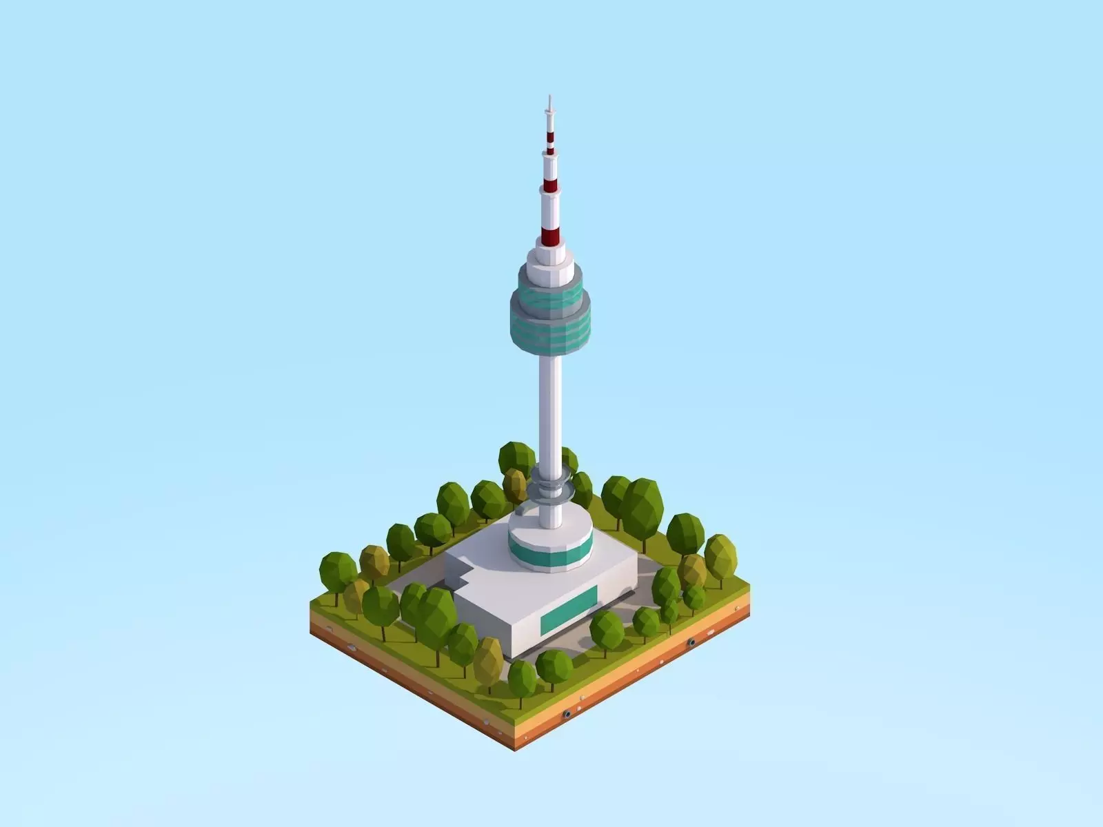 Cartoon Low Poly N Seoul Tower Landmark Low-poly 3D model_0