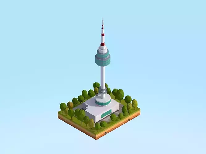 Cartoon Low Poly N Seoul Tower Landmark Low-poly 3D model