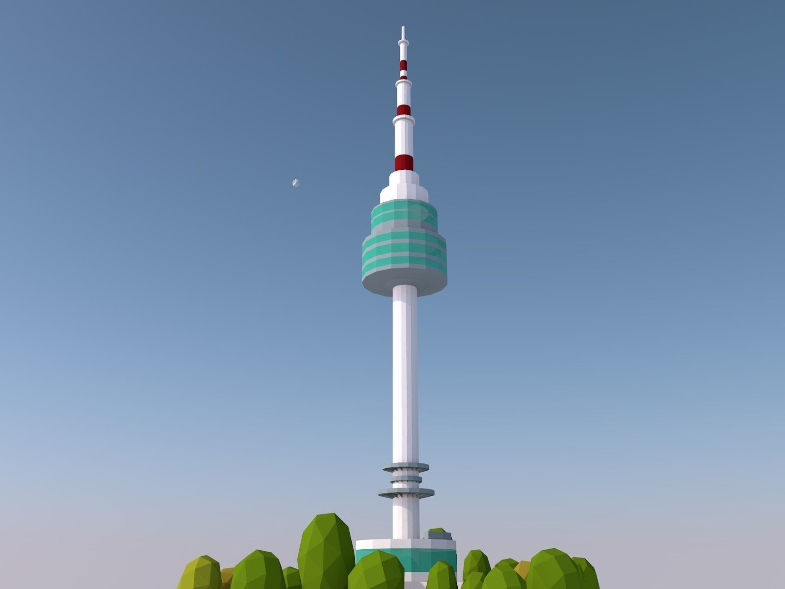 Cartoon Low Poly N Seoul Tower Landmark Low-poly 3D model_2