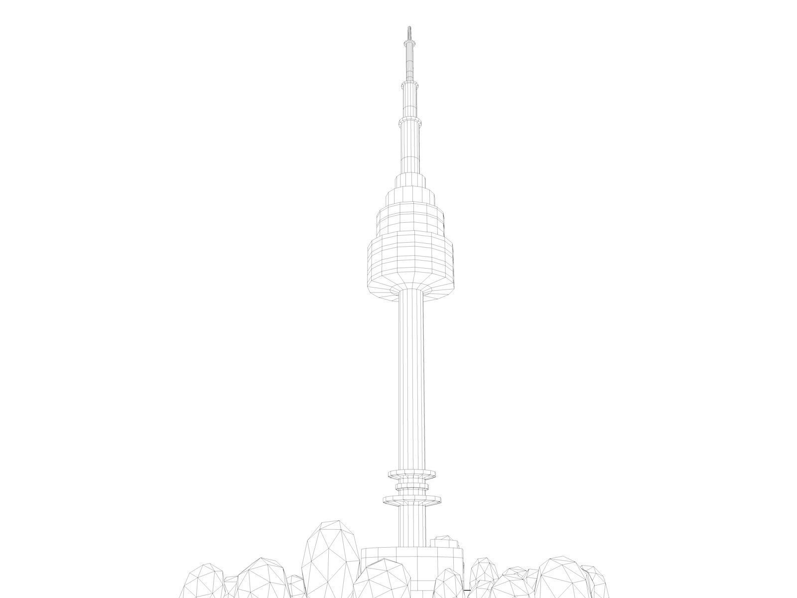 Cartoon Low Poly N Seoul Tower Landmark Low-poly 3D model_6