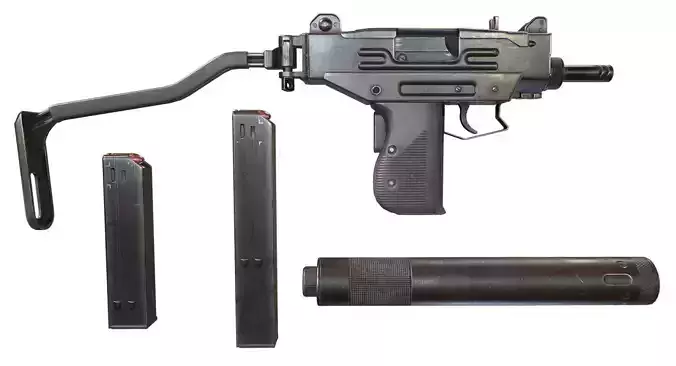 Micro Uzi Low-poly 3D model