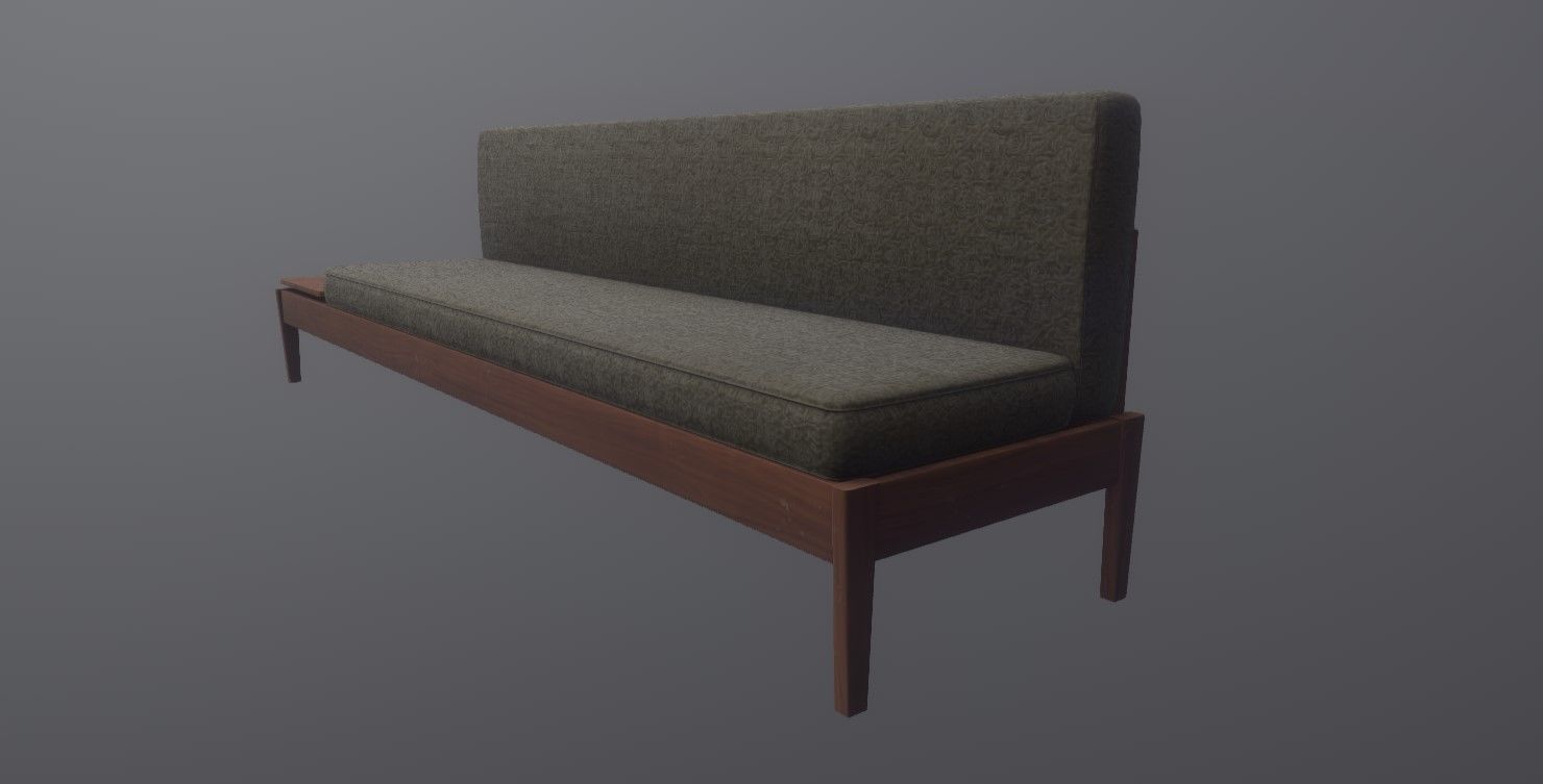 Antique Old Couches Low-poly 3D model_4