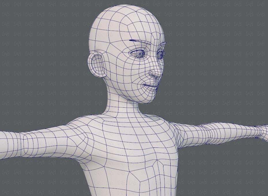 Base mesh man character V17 Low-poly 3D model_26
