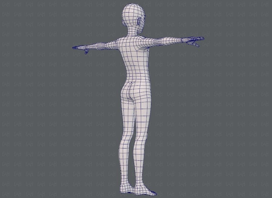 Base mesh man character V17 Low-poly 3D model_12