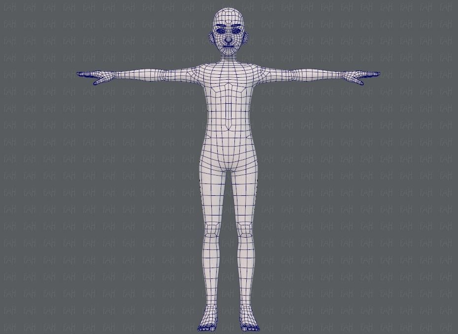Base mesh man character V17 Low-poly 3D model_9