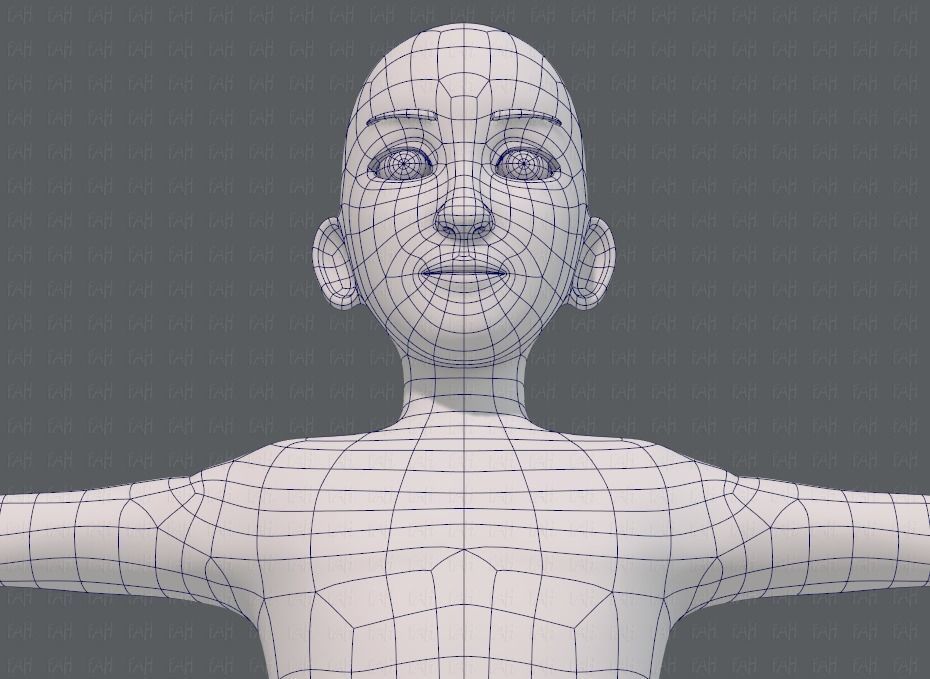 Base mesh man character V17 Low-poly 3D model_44