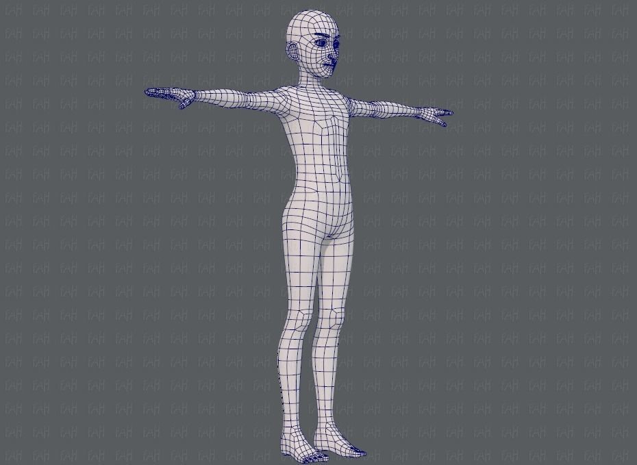 Base mesh man character V17 Low-poly 3D model_10