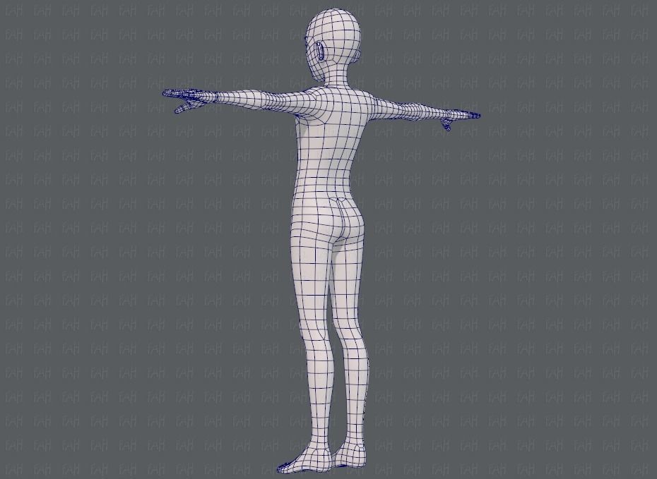 Base mesh man character V17 Low-poly 3D model_14