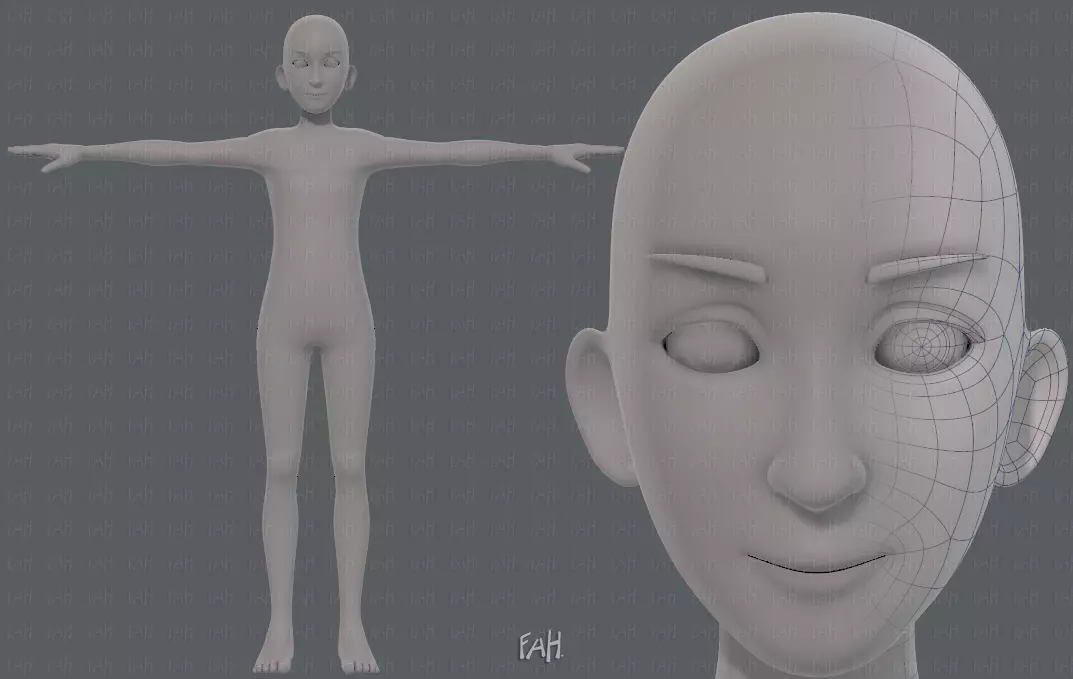 Base mesh man character V17 Low-poly 3D model_0