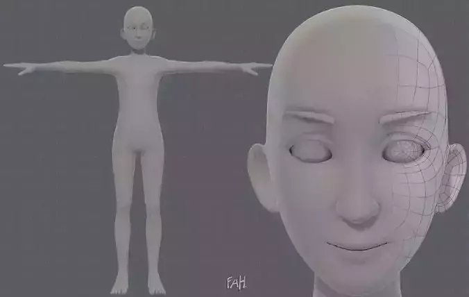 Base mesh man character V17 Low-poly 3D model