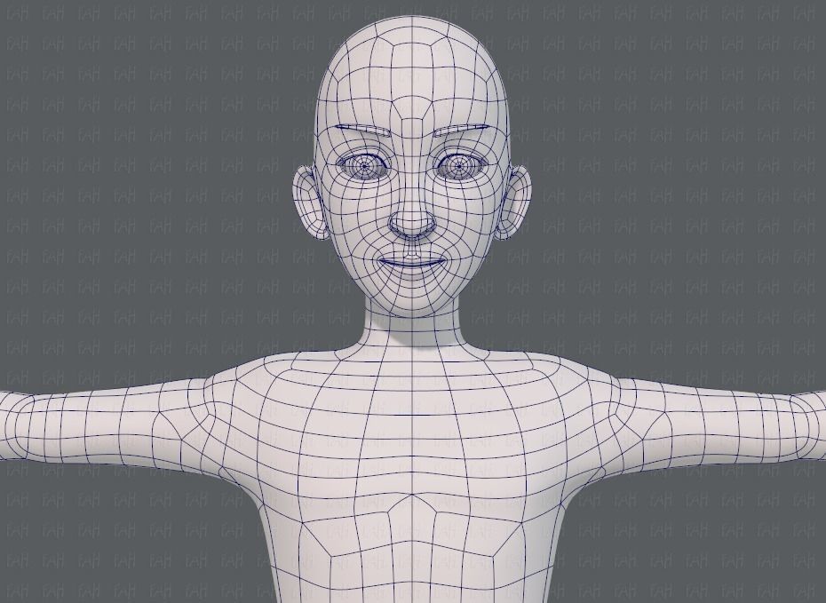 Base mesh man character V17 Low-poly 3D model_25