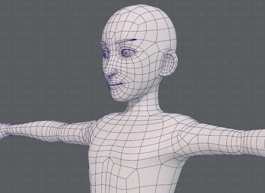 Base mesh man character V17 Low-poly 3D model_32