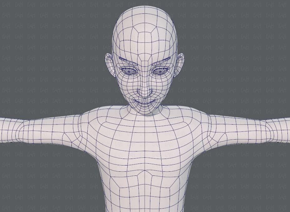 Base mesh man character V17 Low-poly 3D model_42