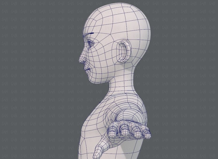 Base mesh man character V17 Low-poly 3D model_31