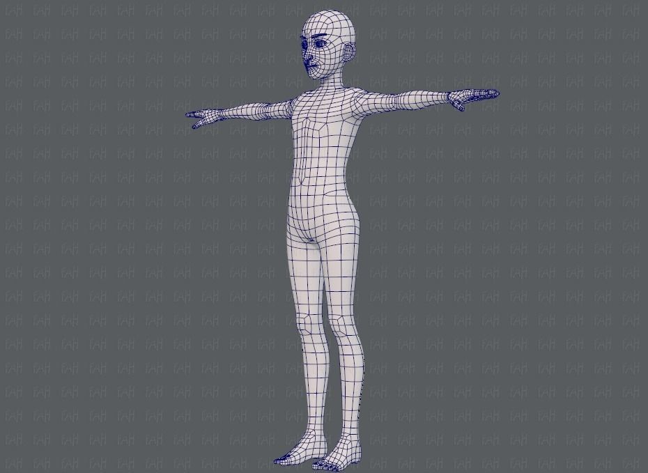 Base mesh man character V17 Low-poly 3D model_16