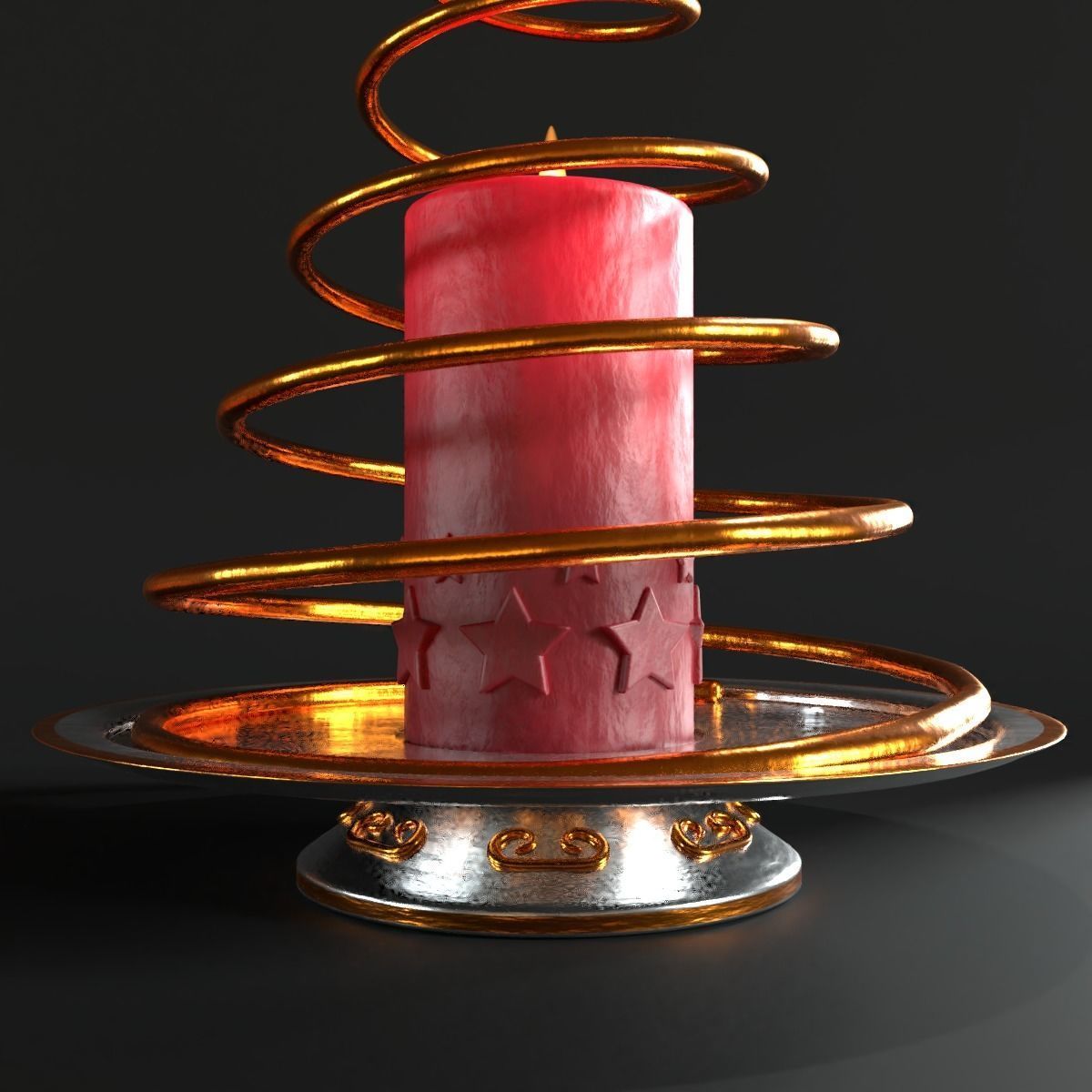 Christmas candle 3D model_2