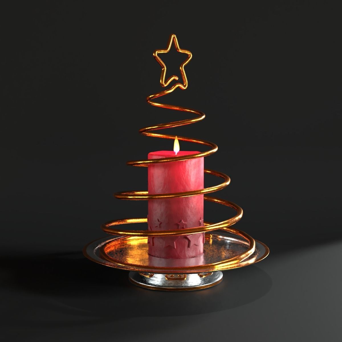 Christmas candle 3D model_0