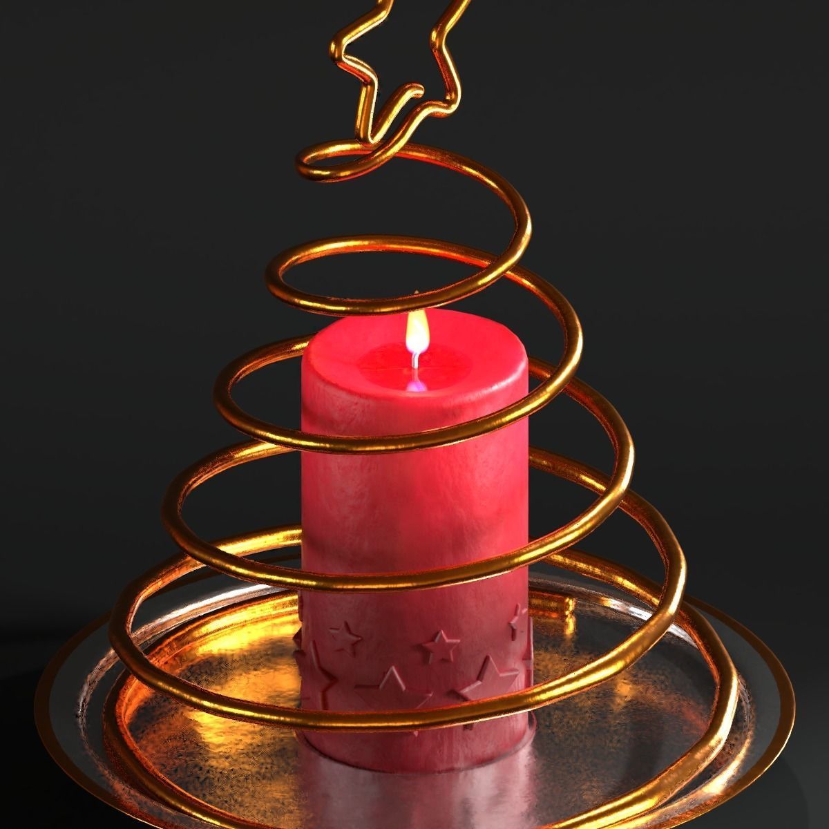 Christmas candle 3D model_1