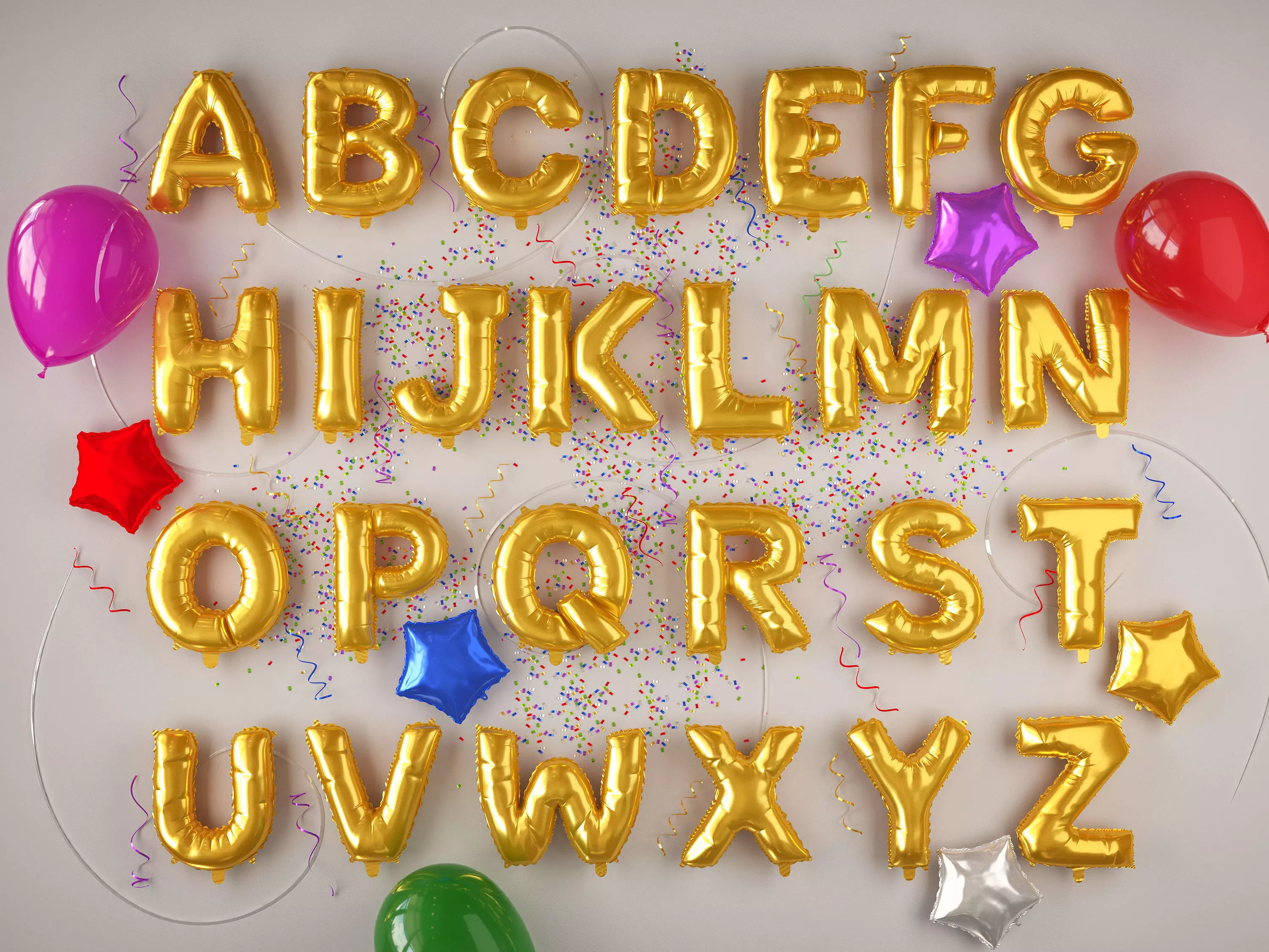 balloons Alphabet 3D model