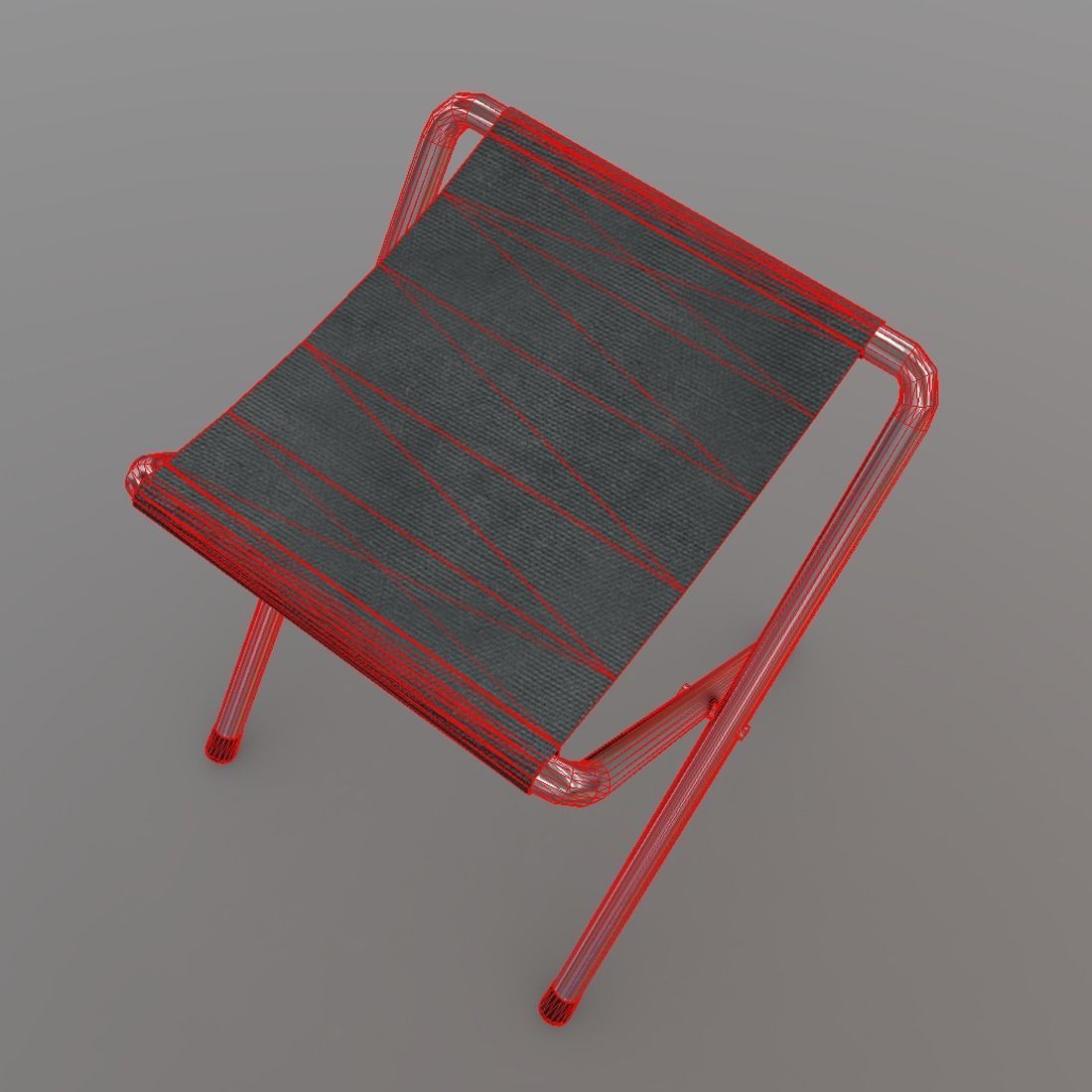 Folding Stool Low-poly 3D model_8
