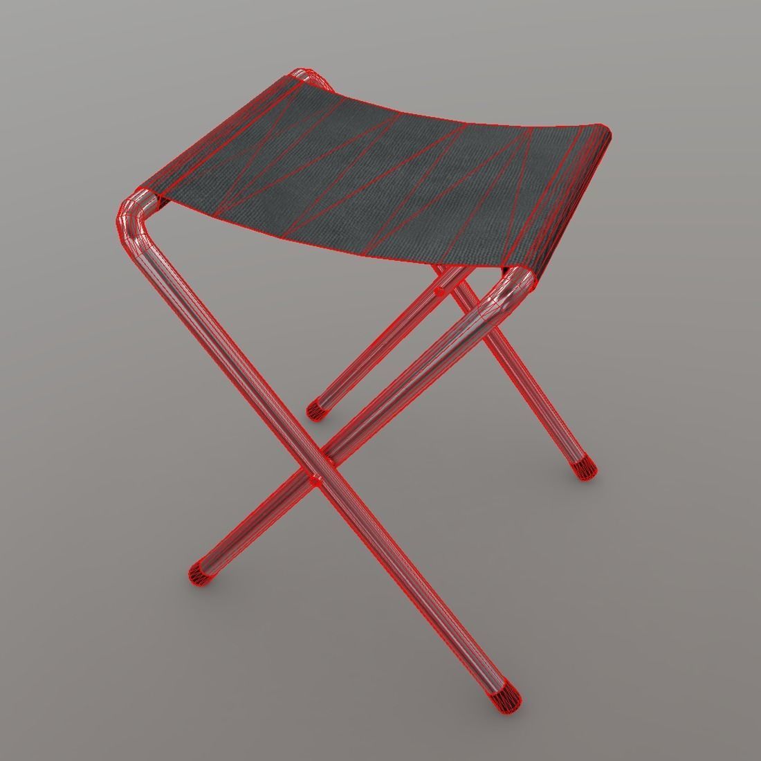 Folding Stool Low-poly 3D model_7
