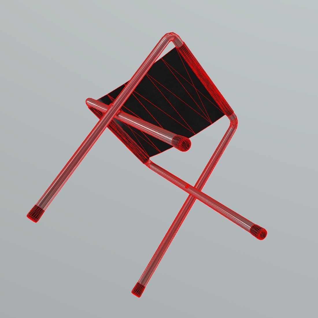 Folding Stool Low-poly 3D model_9
