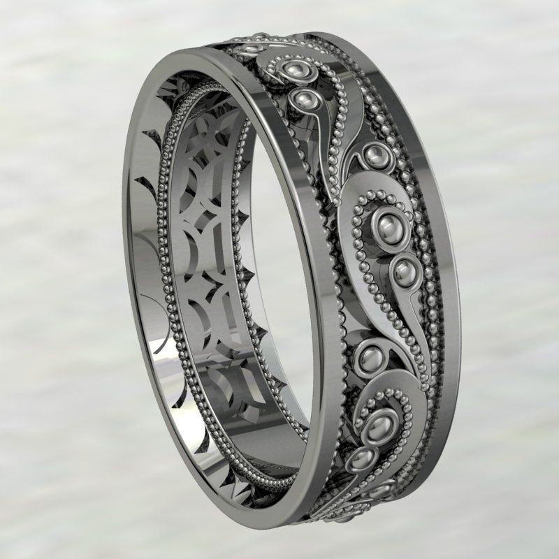 Pattern ring band 3D print model_3