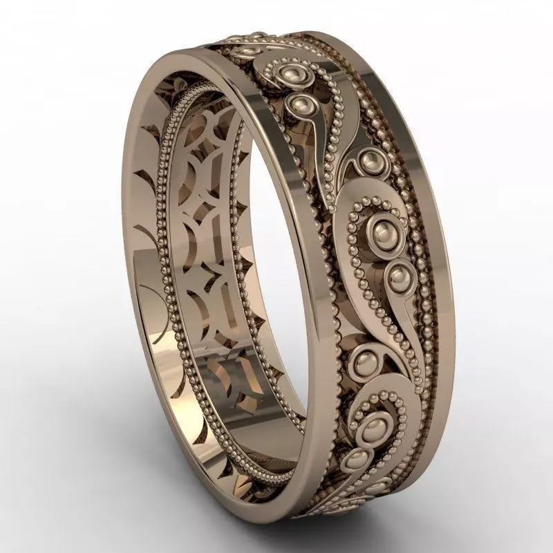 Pattern ring band 3D print model_0