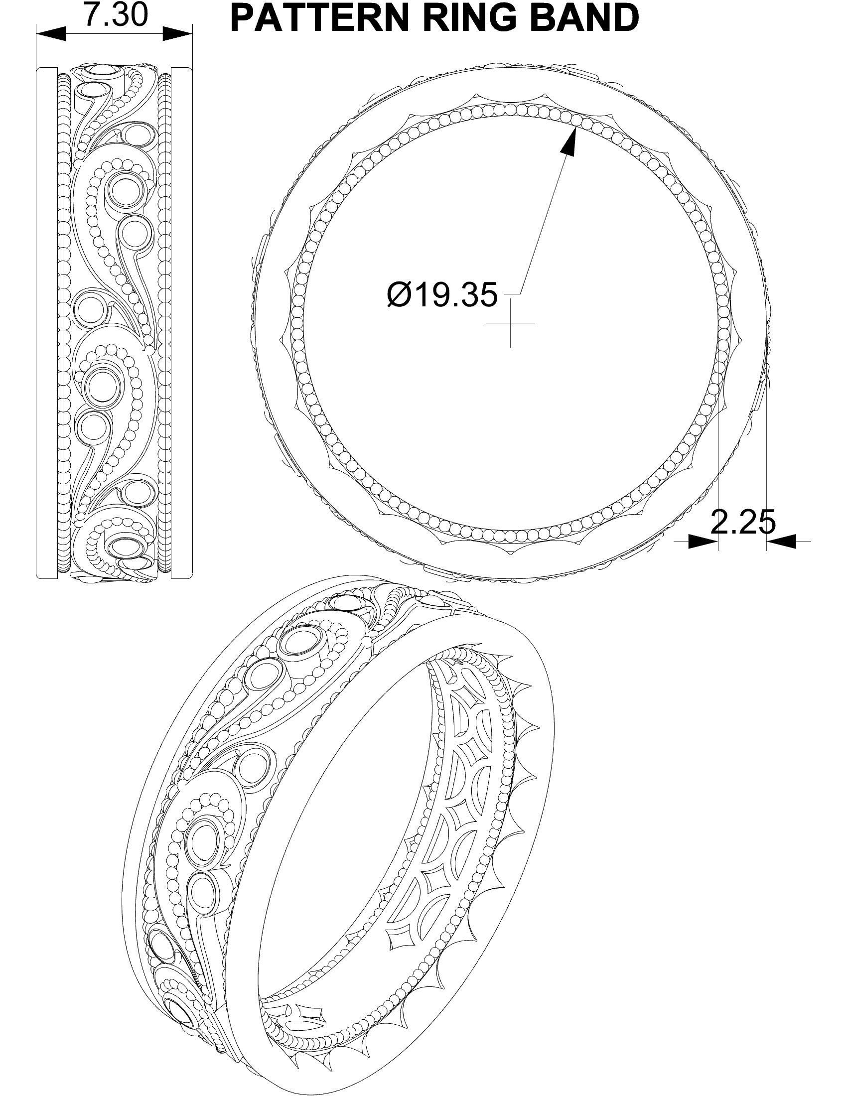 Pattern ring band 3D print model_4