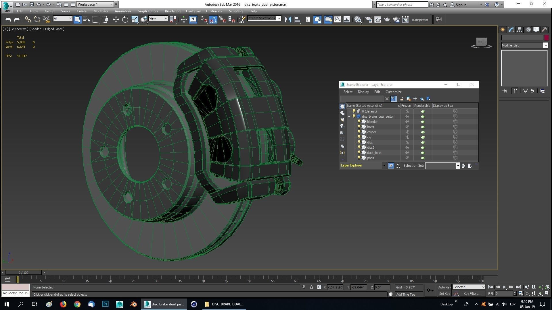 CAR DISC BRAKE DUAL PISTON 3D model_11