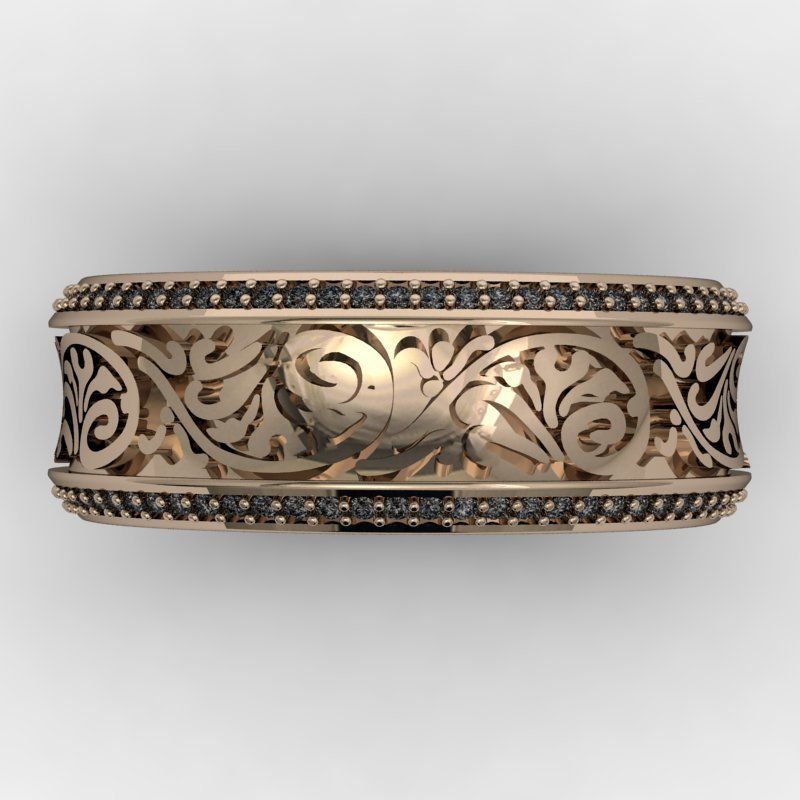 Concave pattern ring band 3D print model_1