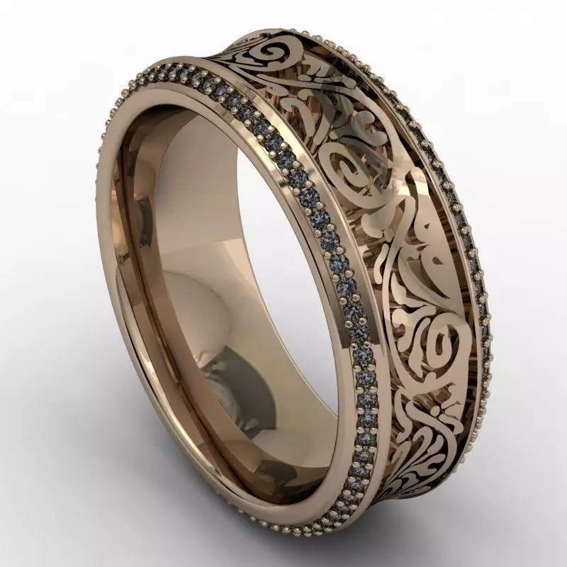 Concave pattern ring band 3D print model_0